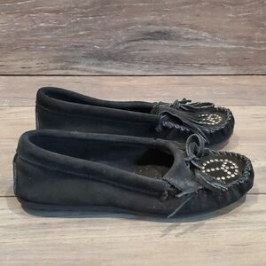 Minnetonka Women Moccasin Peace loafer leather shoes sz 6